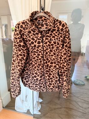 Columbia Leopard Print Fleece Jacket in Brown and Black